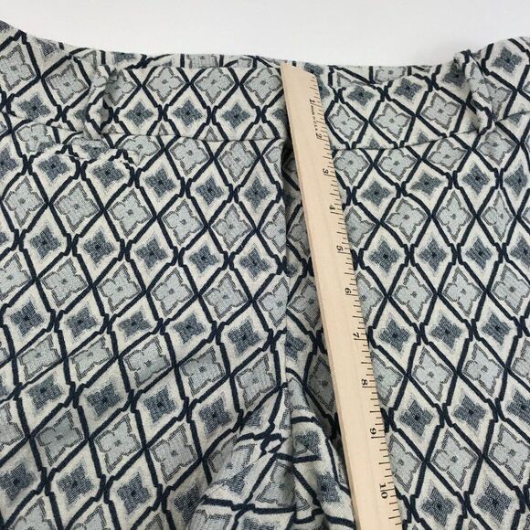 LOFT Womens Jacquard Shorts Blue Ivory Stretch Cotton Mid Rise Pockets Size 4 - Picture 5 of 11